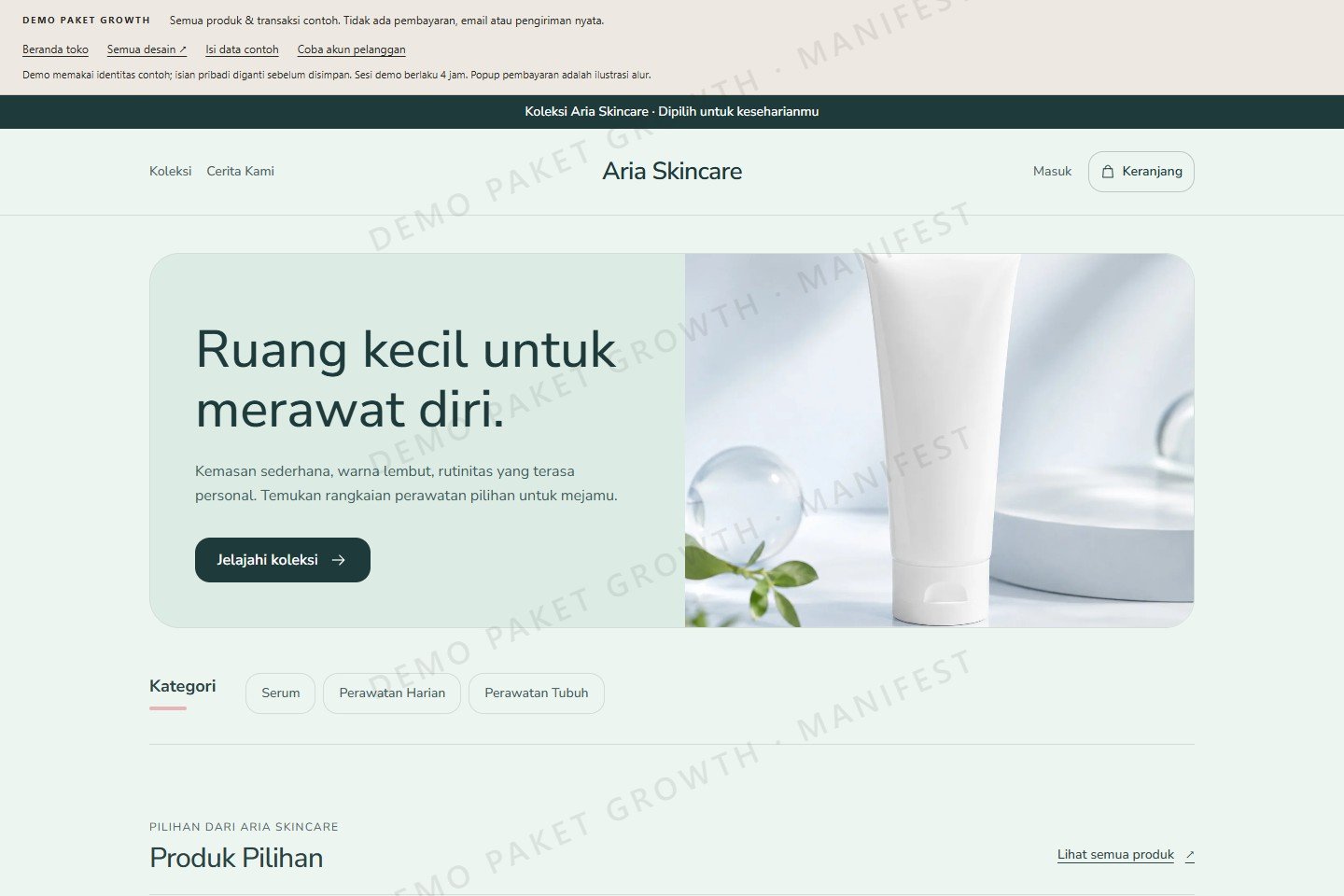 Beranda Growth Aria Skincare: Ruang kecil untuk merawat diri.