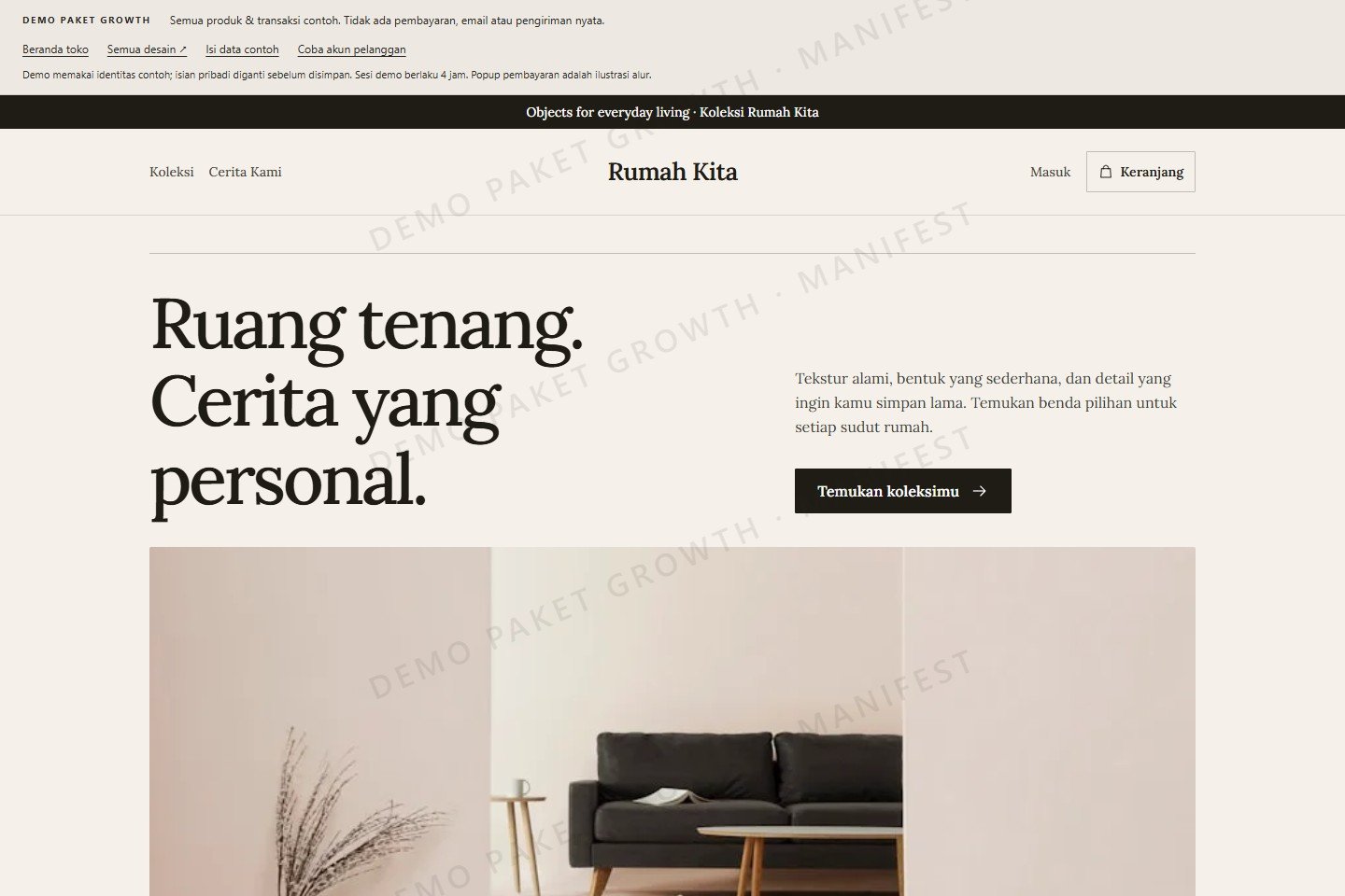 Beranda Growth Rumah Kita: Ruang tenang. Cerita yang personal.